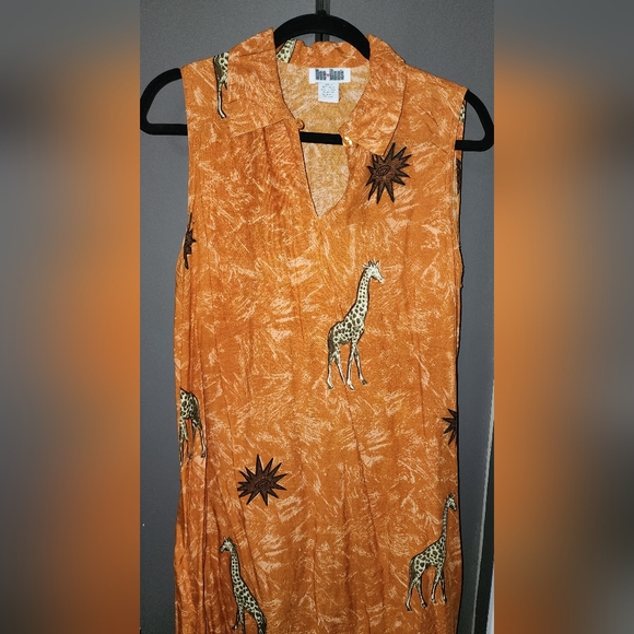 DeeDee's Vintage Orange Giraffe Print Sleeveless Dress - Picture 1 of 4